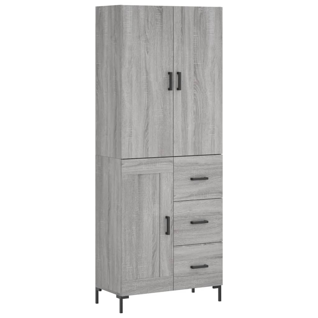 Highboard Grau Sonoma 69,5x34x180 cm Holzwerkstoff