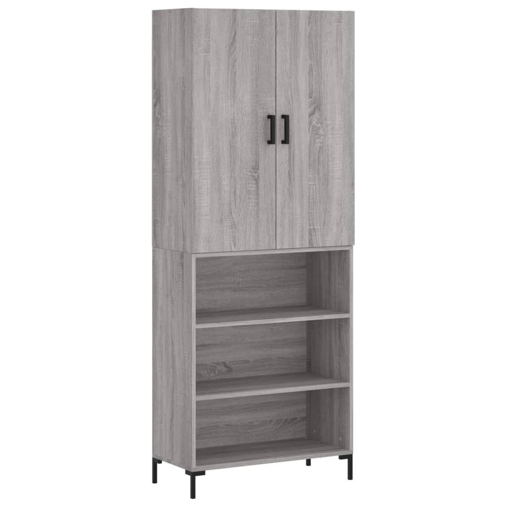 Highboard Grau Sonoma 69,5x34x180 cm Holzwerkstoff