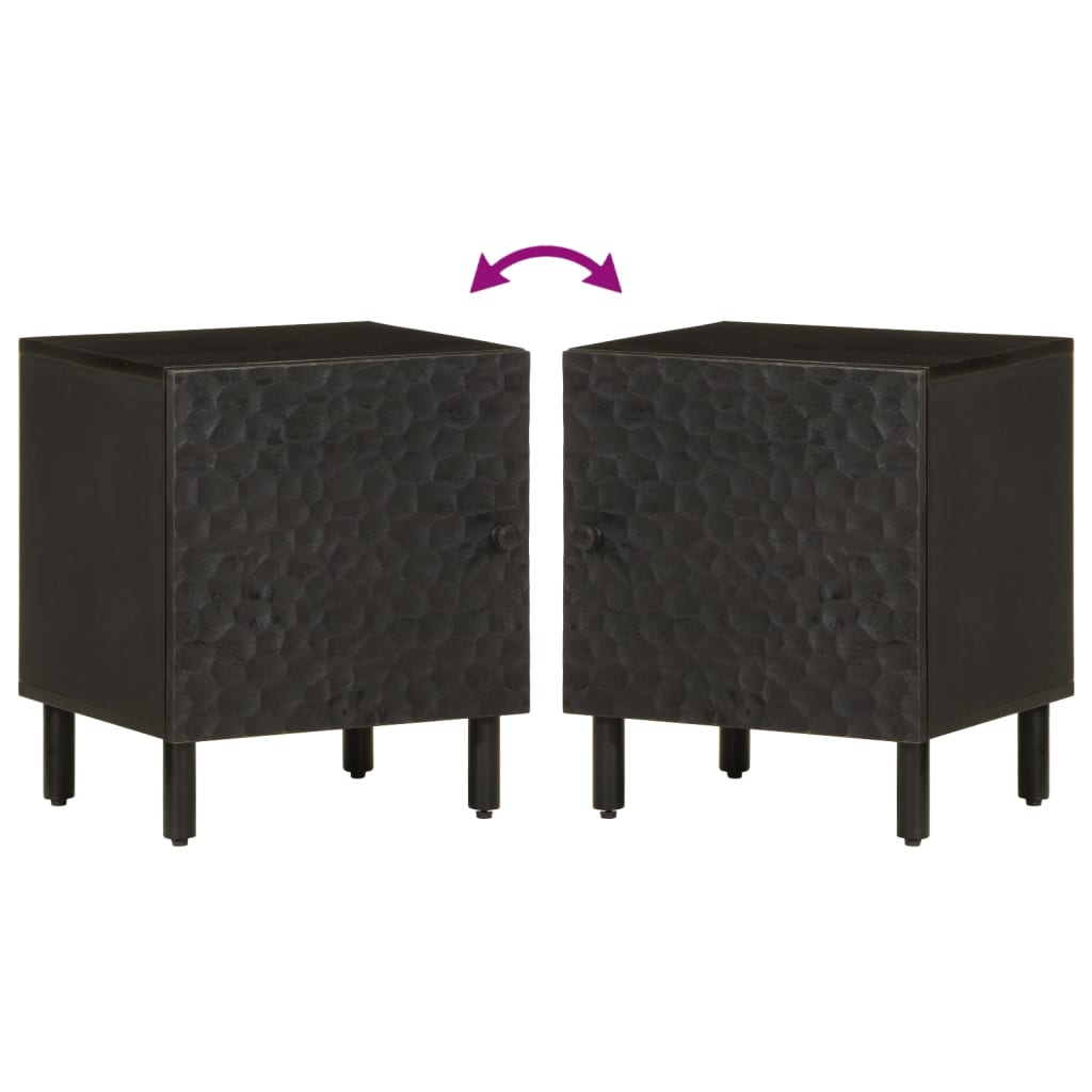 Nachttisch Schwarz 40x33x46 cm Massivholz Mango