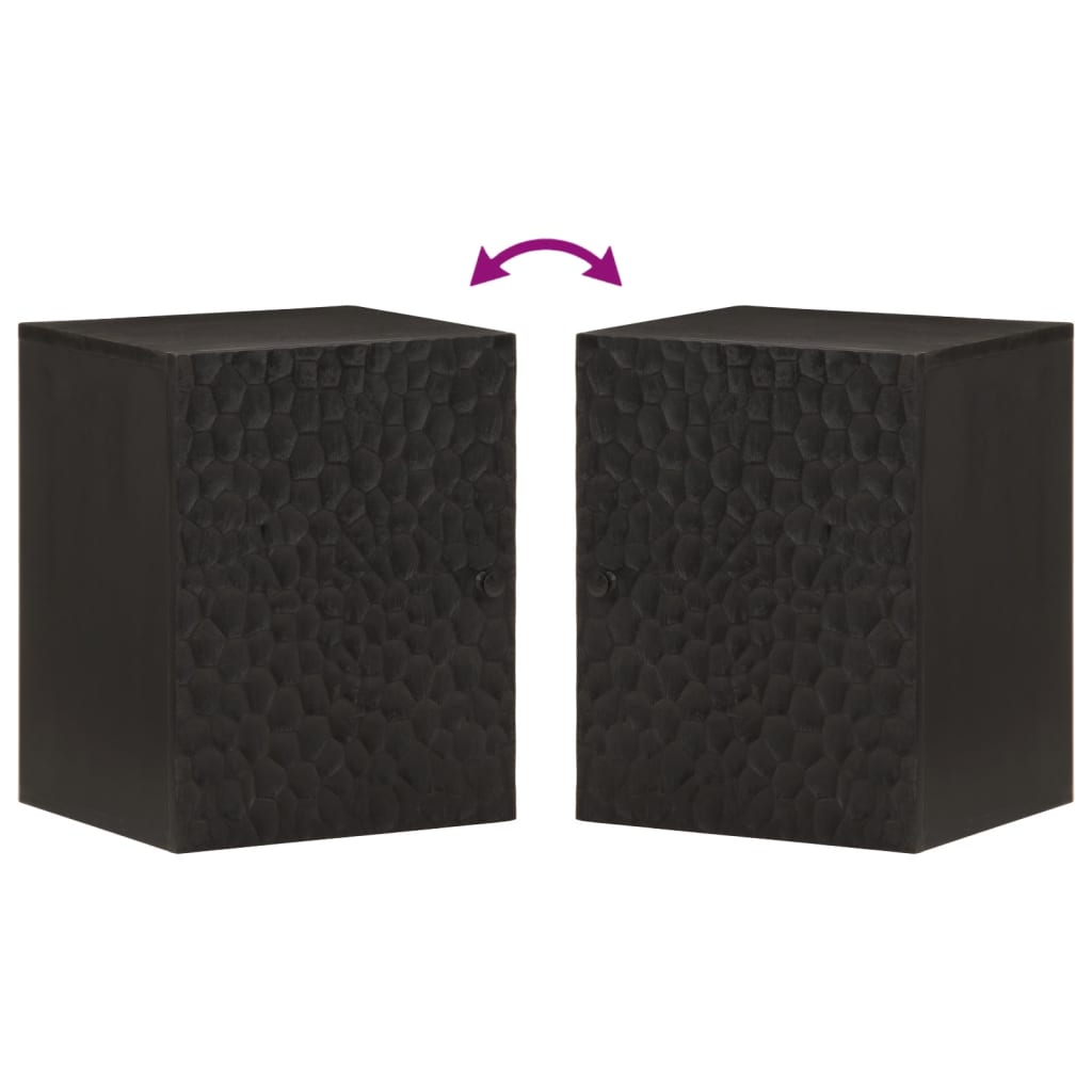 Bad-Wandschrank Schwarz 38x33x48 cm Massivholz Mango