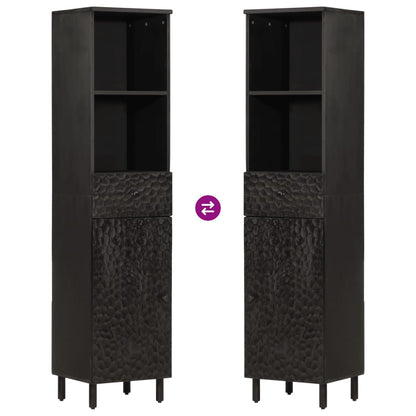 Badschrank Schwarz 38x33x160 cm Massivholz Mango