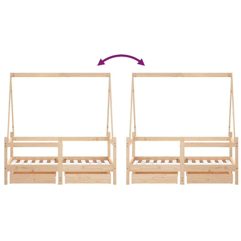 Kinderbett mit Schubladen 70x140 cm Massivholz Kiefer