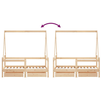 Kinderbett mit Schubladen 70x140 cm Massivholz Kiefer