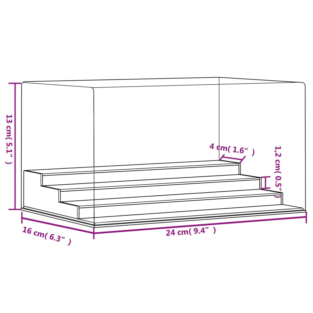 Vitrine Transparent 24x16x13 cm Acryl