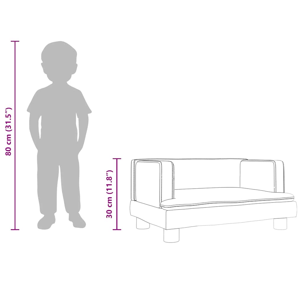 Kindersofa Creme 60x40x30 cm Samt