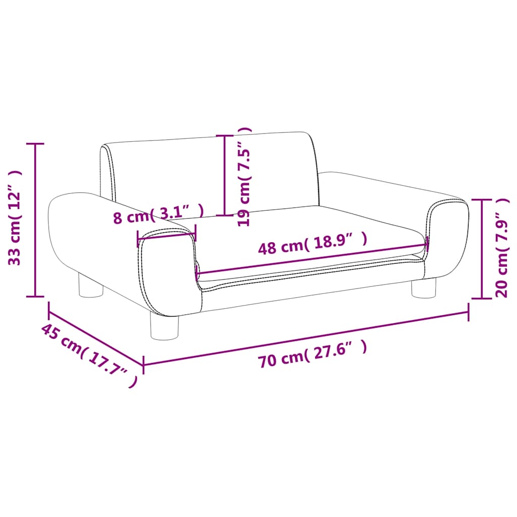 Kindersofa Rosa 70x45x33 cm Samt