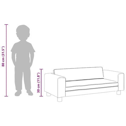 Kindersofa mit Hocker Creme 100x50x30 cm Kunstleder