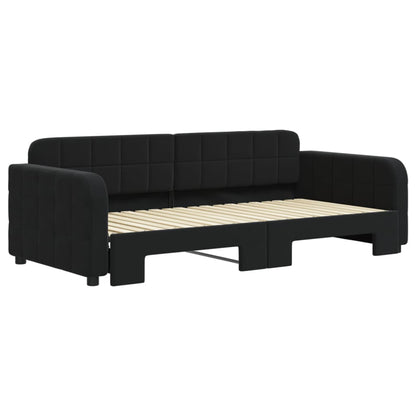 Tagesbett Ausziehbar Schwarz 90x190 cm Samt