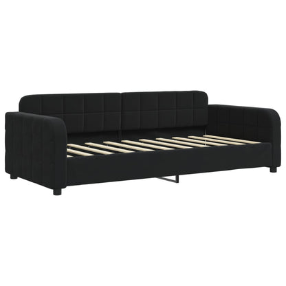 Tagesbett Ausziehbar Schwarz 90x190 cm Samt