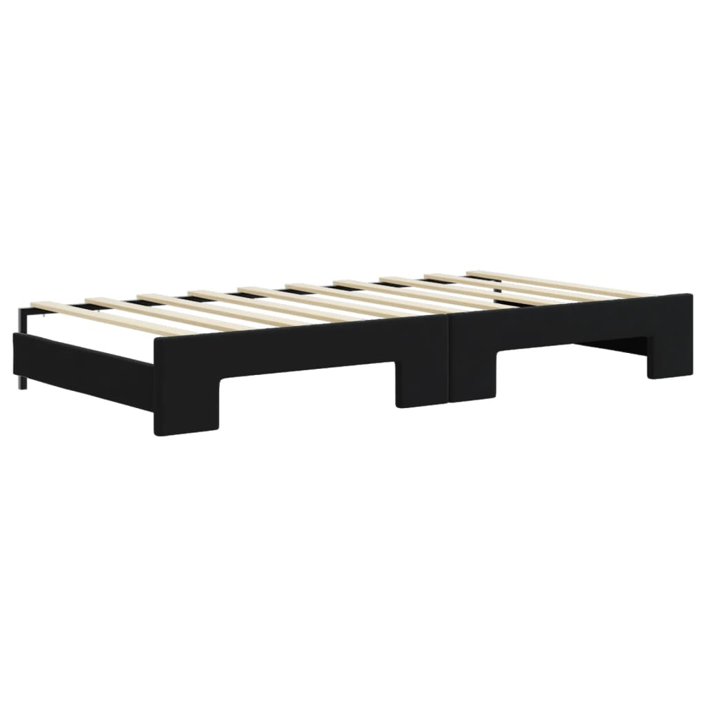 Tagesbett Ausziehbar Schwarz 90x190 cm Samt