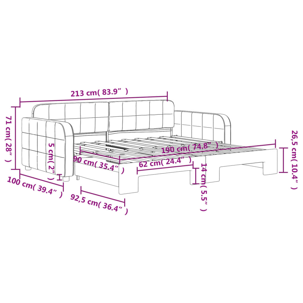 Tagesbett Ausziehbar Schwarz 90x190 cm Samt