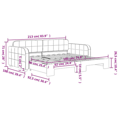 Tagesbett Ausziehbar Schwarz 90x190 cm Samt