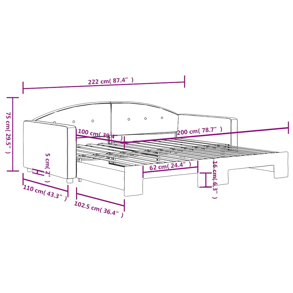 Tagesbett Ausziehbar Blau 100x200 cm Samt