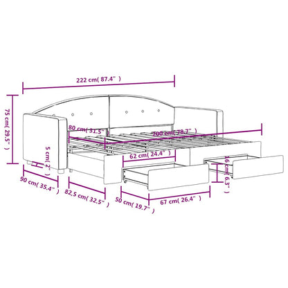 Tagesbett Ausziehbar mit Schubladen Dunkelgrün 80x200 cm Samt