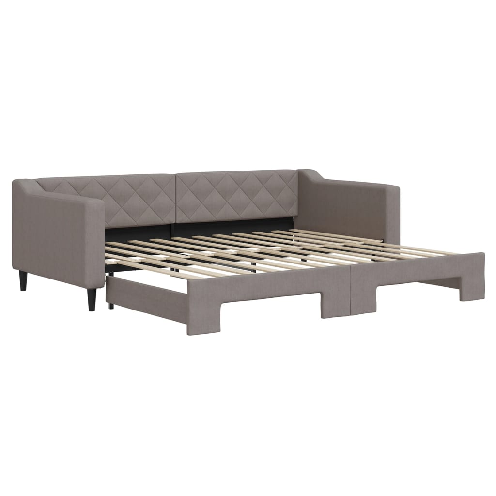 Tagesbett Ausziehbar Taupe 90x200 cm Stoff