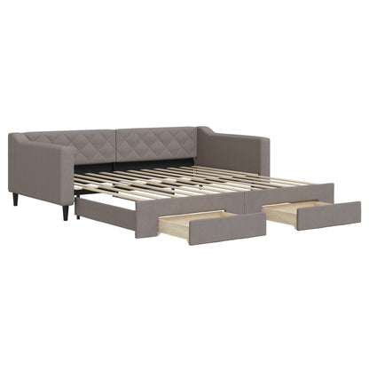 Tagesbett Ausziehbar mit Schubladen Taupe 100x200 cm Stoff