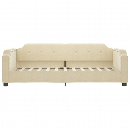 Tagesbett Ausziehbar mit Schubladen Creme 100x200 cm Stoff