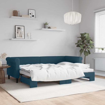 Tagesbett Ausziehbar Blau 80x200 cm Samt