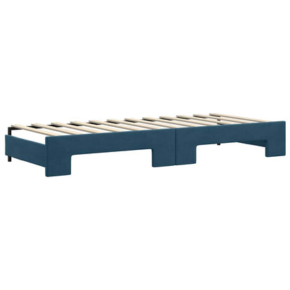 Tagesbett Ausziehbar mit Schubladen Blau 80x200 cm Samt