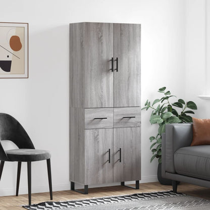 Highboard Grau Sonoma 69,5x34x180 cm Holzwerkstoff