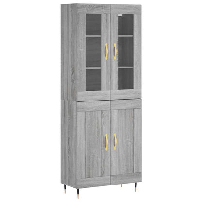 Highboard Grau Sonoma 69,5x34x180 cm Holzwerkstoff