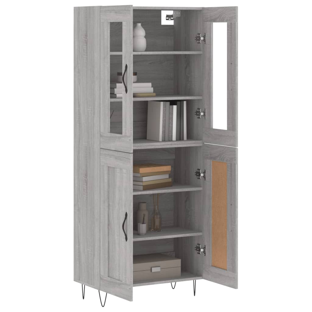 Highboard Grau Sonoma 69,5x34x180 cm Holzwerkstoff