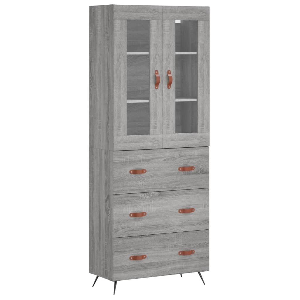 Highboard Grau Sonoma 69,5x34x180 cm Holzwerkstoff