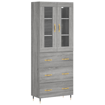 Highboard Grau Sonoma 69,5x34x180 cm Holzwerkstoff