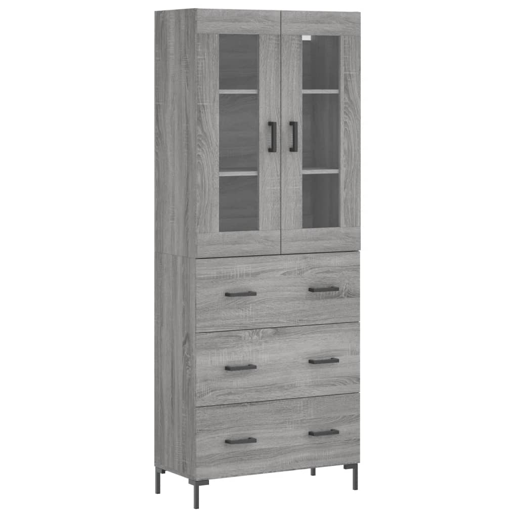 Highboard Grau Sonoma 69,5x34x180 cm Holzwerkstoff