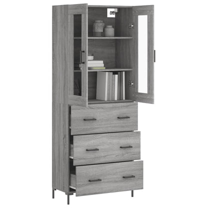 Highboard Grau Sonoma 69,5x34x180 cm Holzwerkstoff