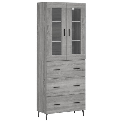 Highboard Grau Sonoma 69,5x34x180 cm Holzwerkstoff