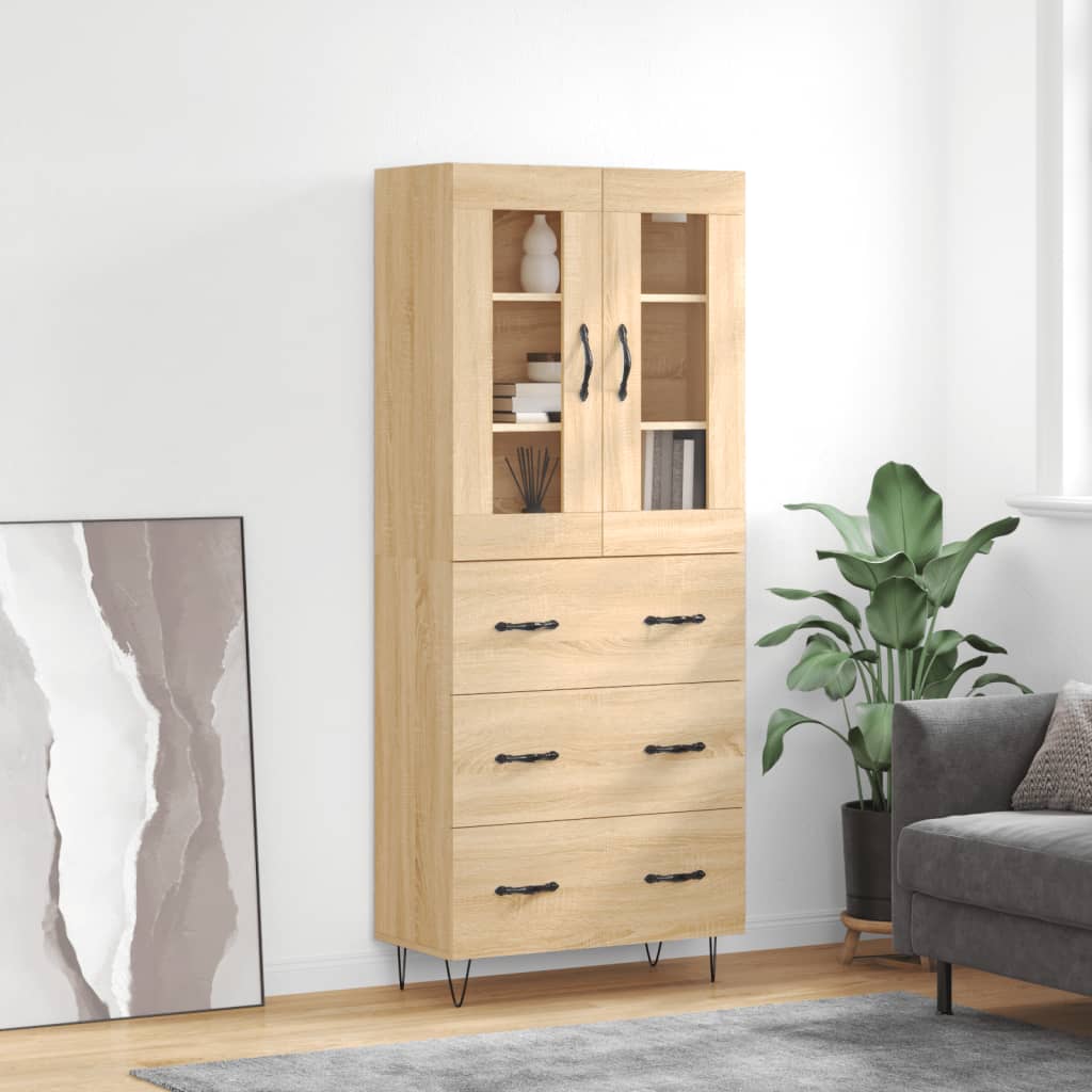Highboard Sonoma-Eiche 69,5x34x180 cm Holzwerkstoff
