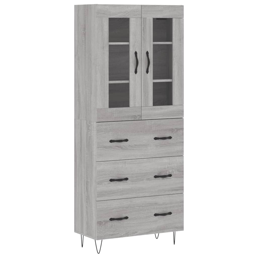 Highboard Grau Sonoma 69,5x34x180 cm Holzwerkstoff