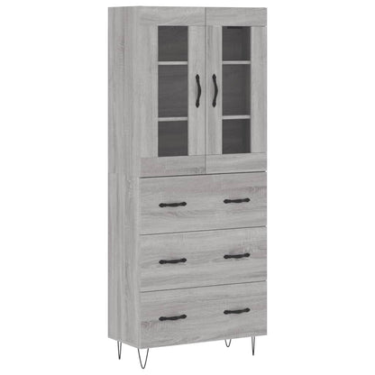 Highboard Grau Sonoma 69,5x34x180 cm Holzwerkstoff