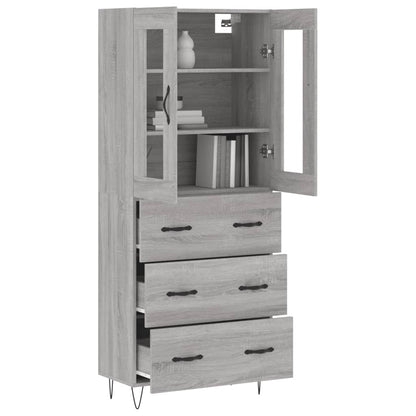 Highboard Grau Sonoma 69,5x34x180 cm Holzwerkstoff