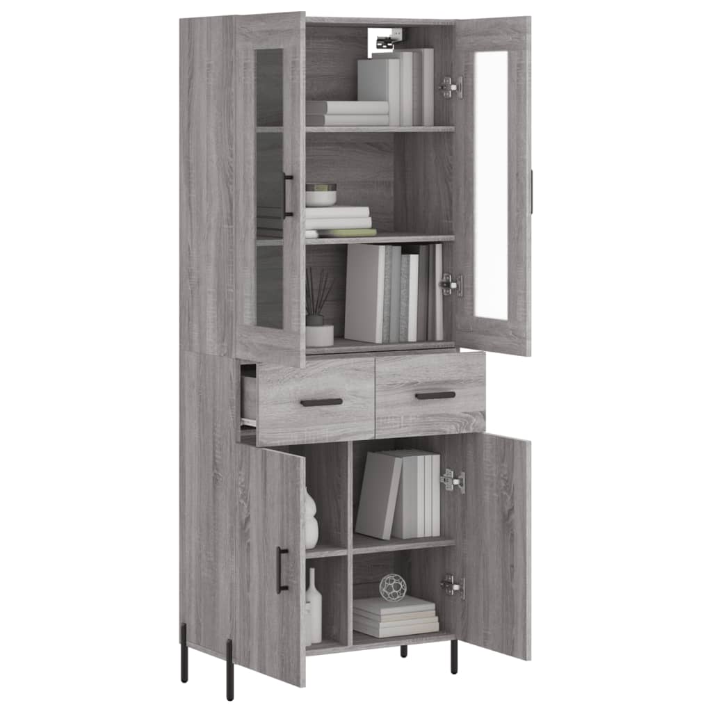 Highboard Grau Sonoma 69,5x34x180 cm Holzwerkstoff