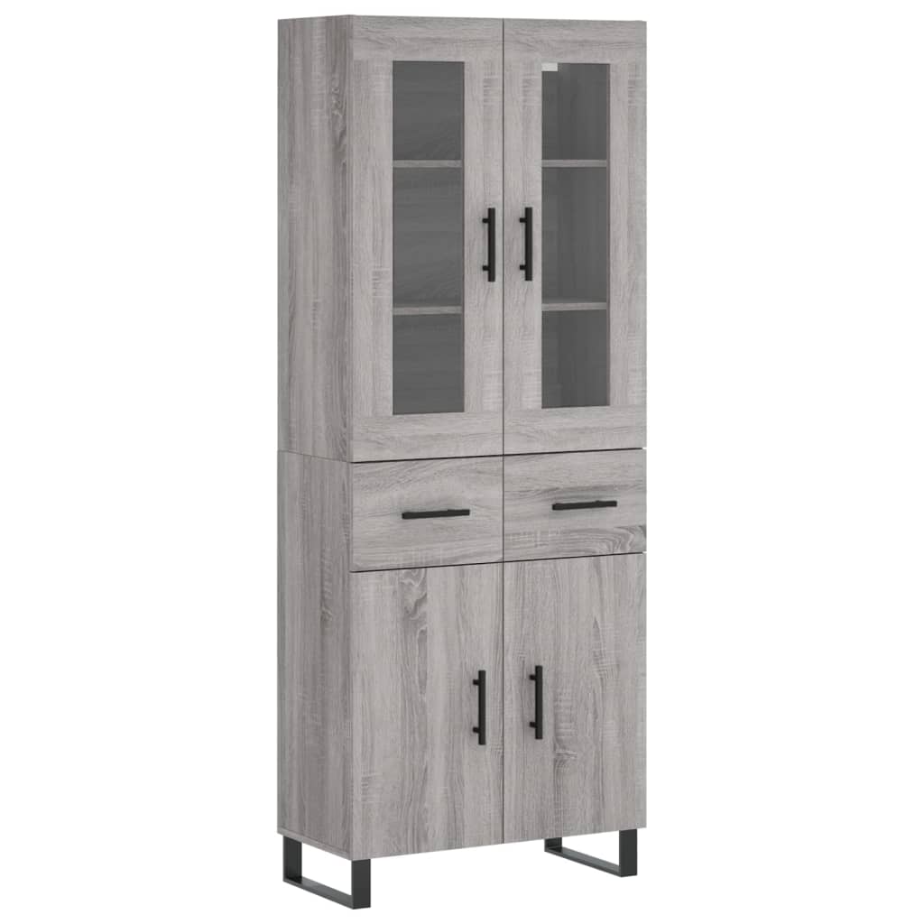 Highboard Grau Sonoma 69,5x34x180 cm Holzwerkstoff