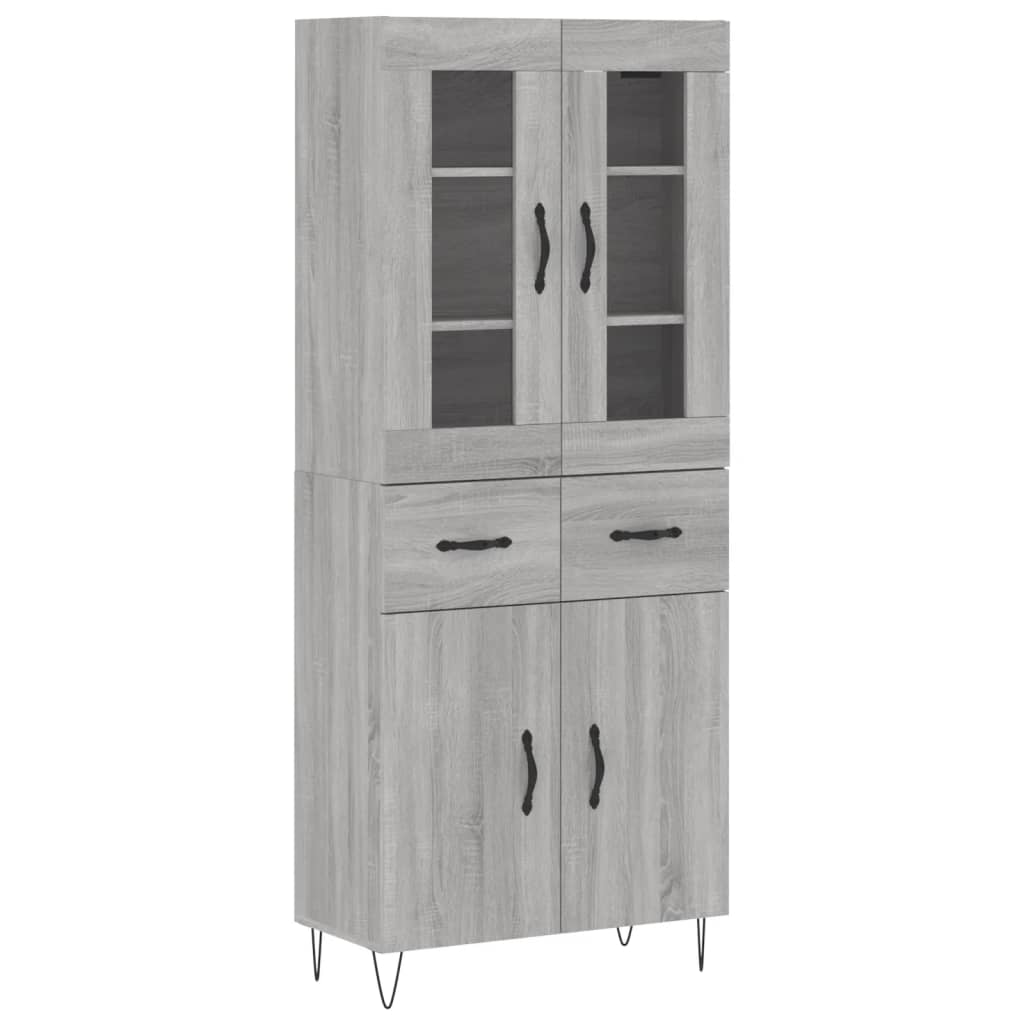 Highboard Grau Sonoma 69,5x34x180 cm Holzwerkstoff