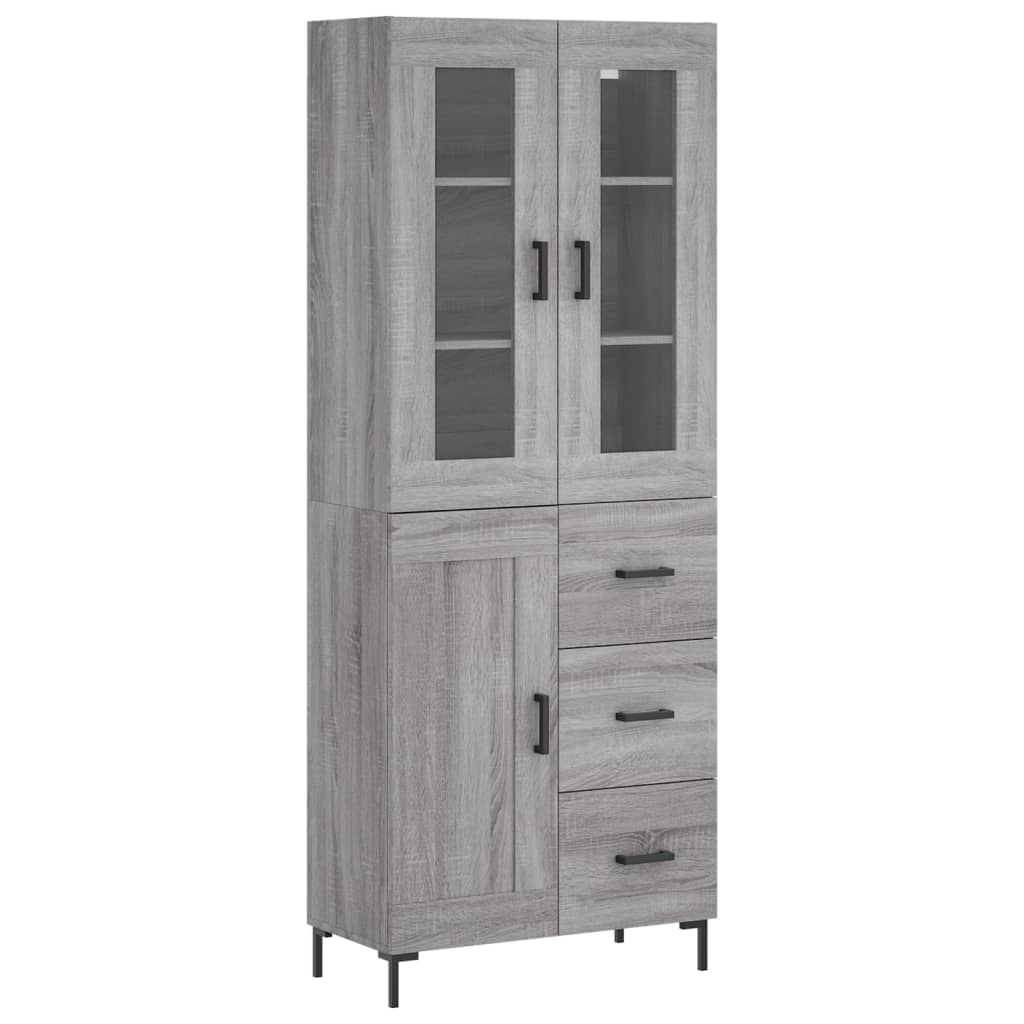 Highboard Grau Sonoma 69,5x34x180 cm Holzwerkstoff