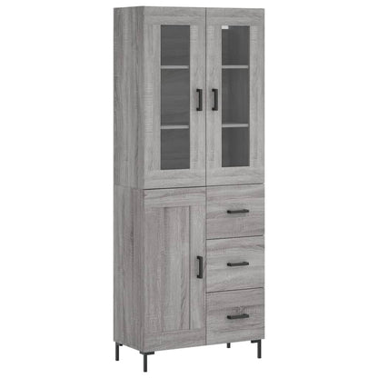 Highboard Grau Sonoma 69,5x34x180 cm Holzwerkstoff