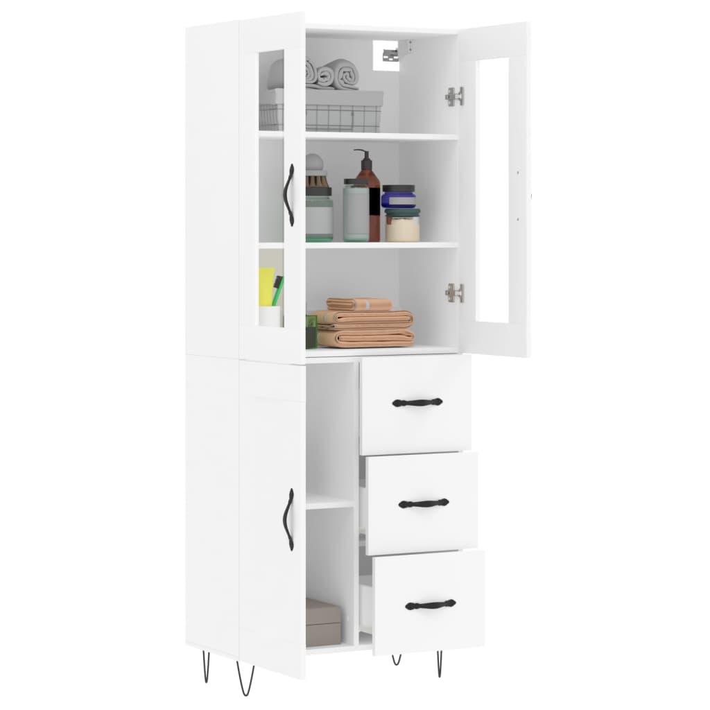 Highboard Weiß 69,5x34x180 cm Holzwerkstoff