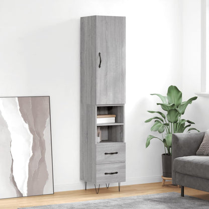 Highboard Grau Sonoma 34,5x34x180 cm Holzwerkstoff