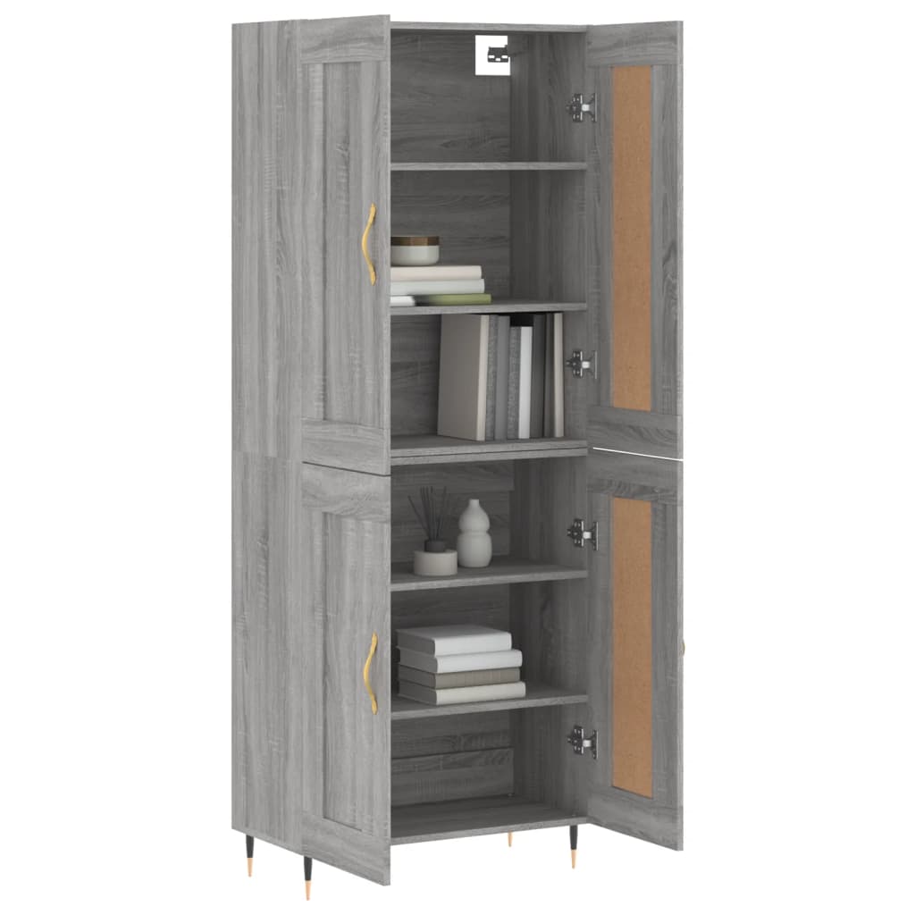 Highboard Grau Sonoma 69,5x34x180 cm Holzwerkstoff