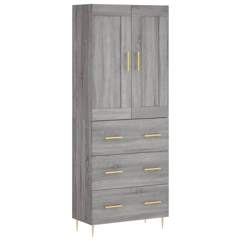 Highboard Grau Sonoma 69,5x34x180 cm Holzwerkstoff