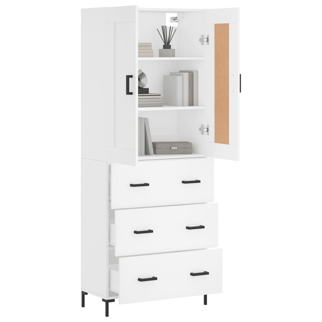 Highboard Weiß 69,5x34x180 cm Holzwerkstoff