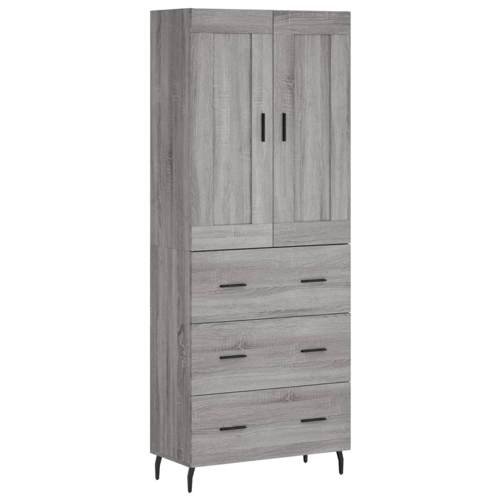 Highboard Grau Sonoma 69,5x34x180 cm Holzwerkstoff