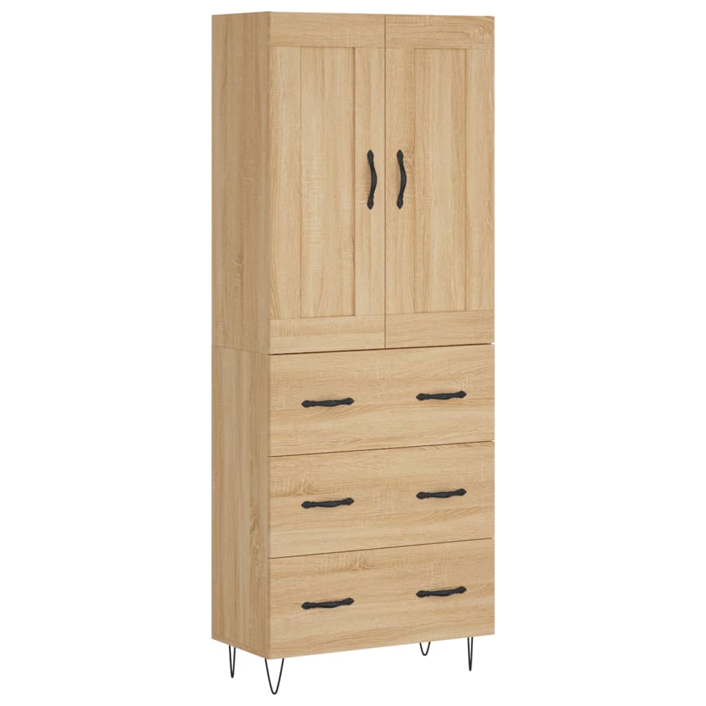 Highboard Sonoma-Eiche 69,5x34x180 cm Holzwerkstoff