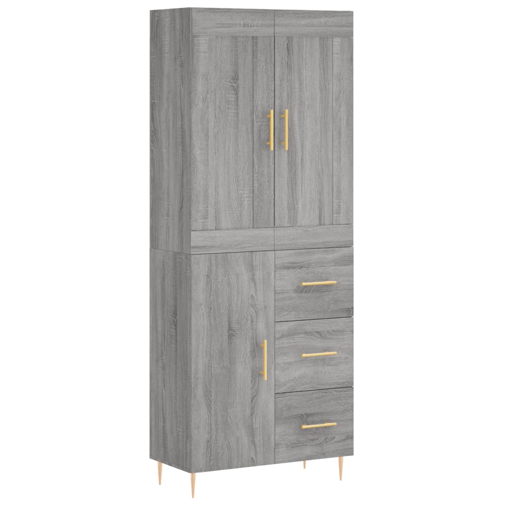 Highboard Grau Sonoma 69,5x34x180 cm Holzwerkstoff