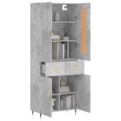 Highboard Betongrau 69,5x34x180 cm Holzwerkstoff