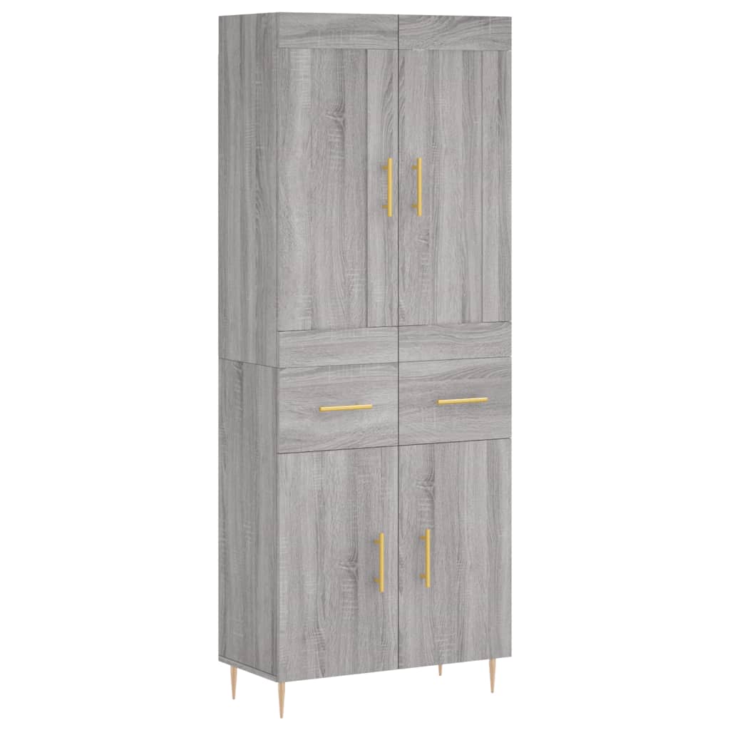 Highboard Grau Sonoma 69,5x34x180 cm Holzwerkstoff